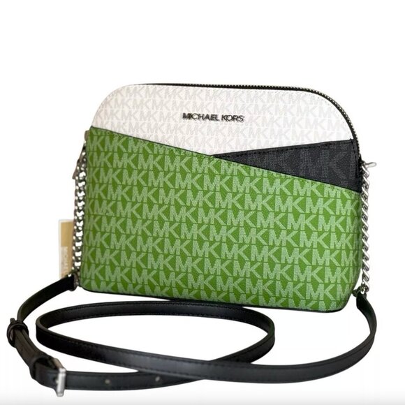 MICHAEL KORS JET SET TRAVEL DOME SHOULDER CROSSBODY BAG JUNGLE GREEN NWT - Picture 1 of 9